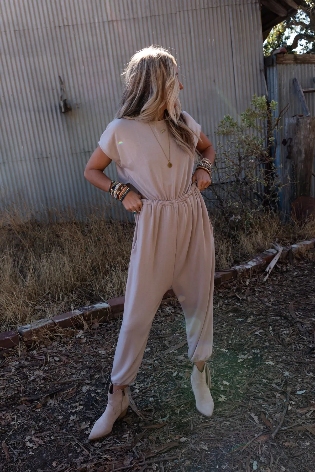 Midsummer Morocco Open Back Jumpsuit - Tan