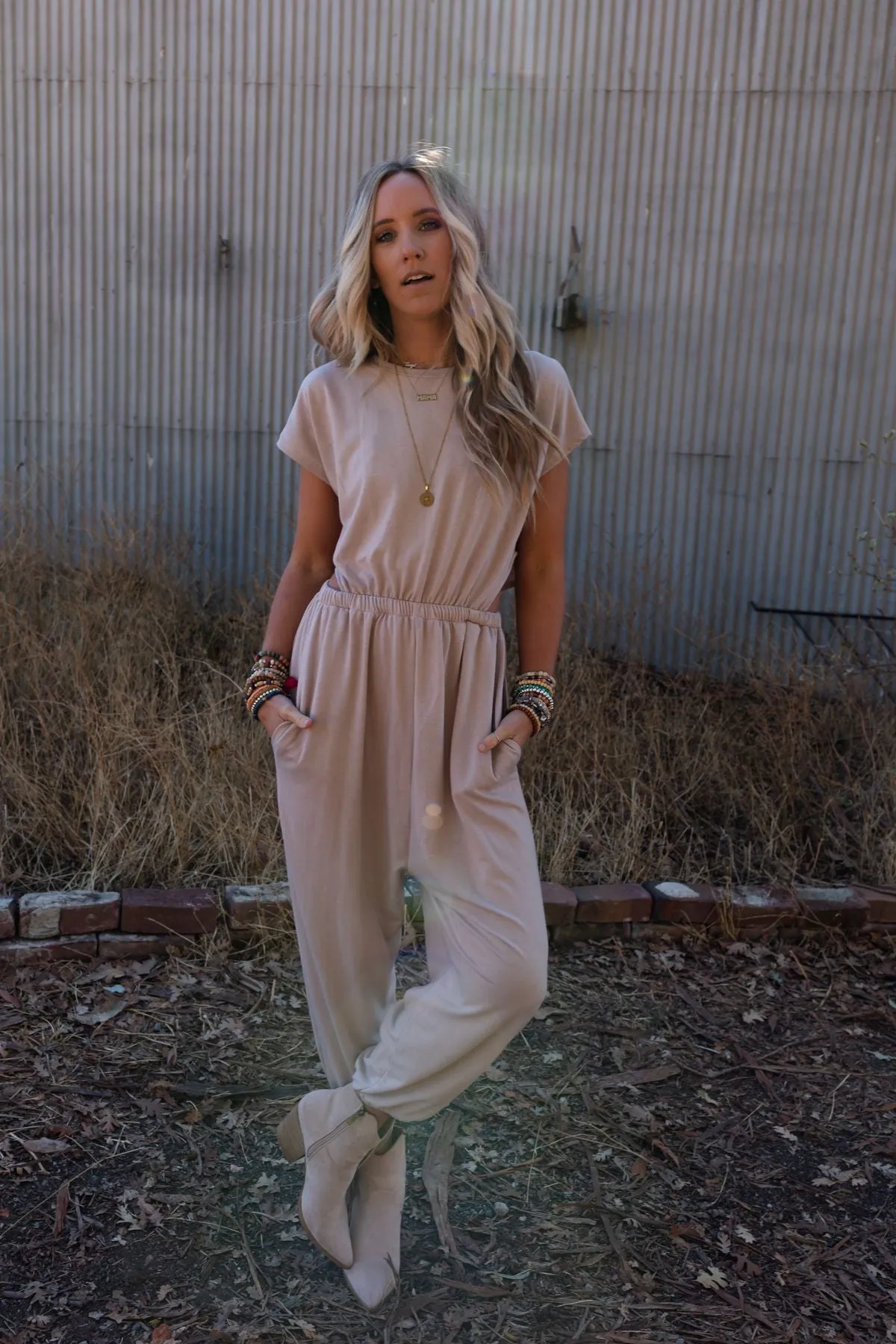 Midsummer Morocco Open Back Jumpsuit - Tan