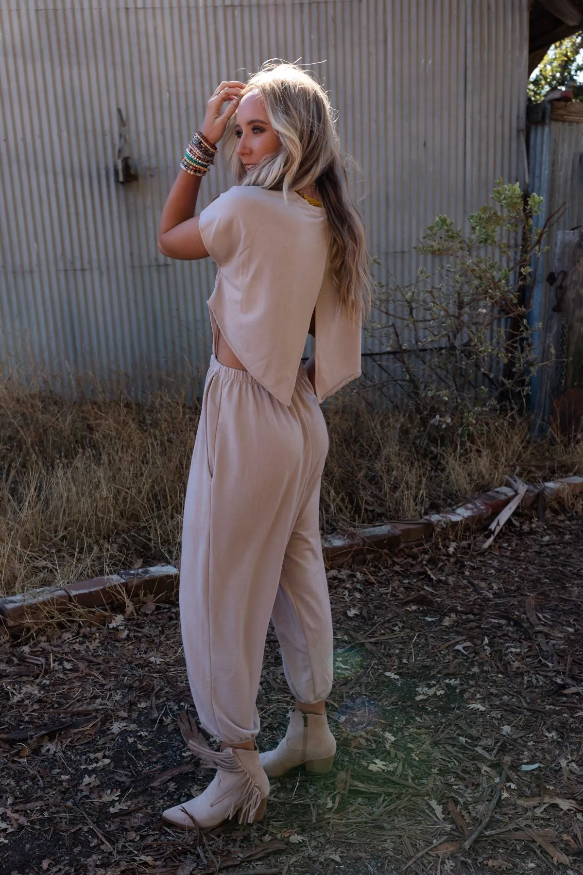 Midsummer Morocco Open Back Jumpsuit - Tan