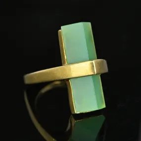 Modernist 18K Gold Euro Shank Chrysoprase Ring