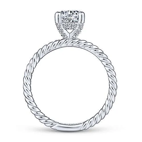 Mounting Only, 14K White Gold Round Diamond Engagement Ring