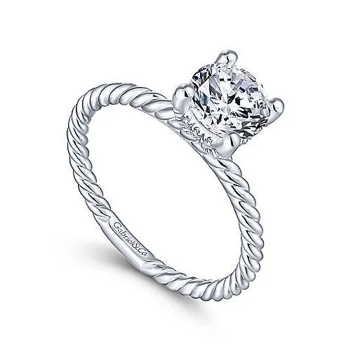 Mounting Only, 14K White Gold Round Diamond Engagement Ring