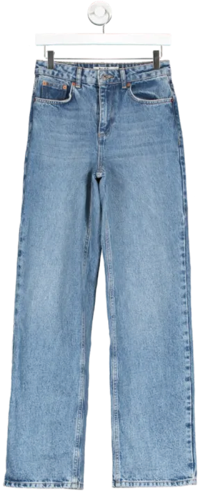 NA-KD Blue Straight Leg High Rise Jeans UK 8