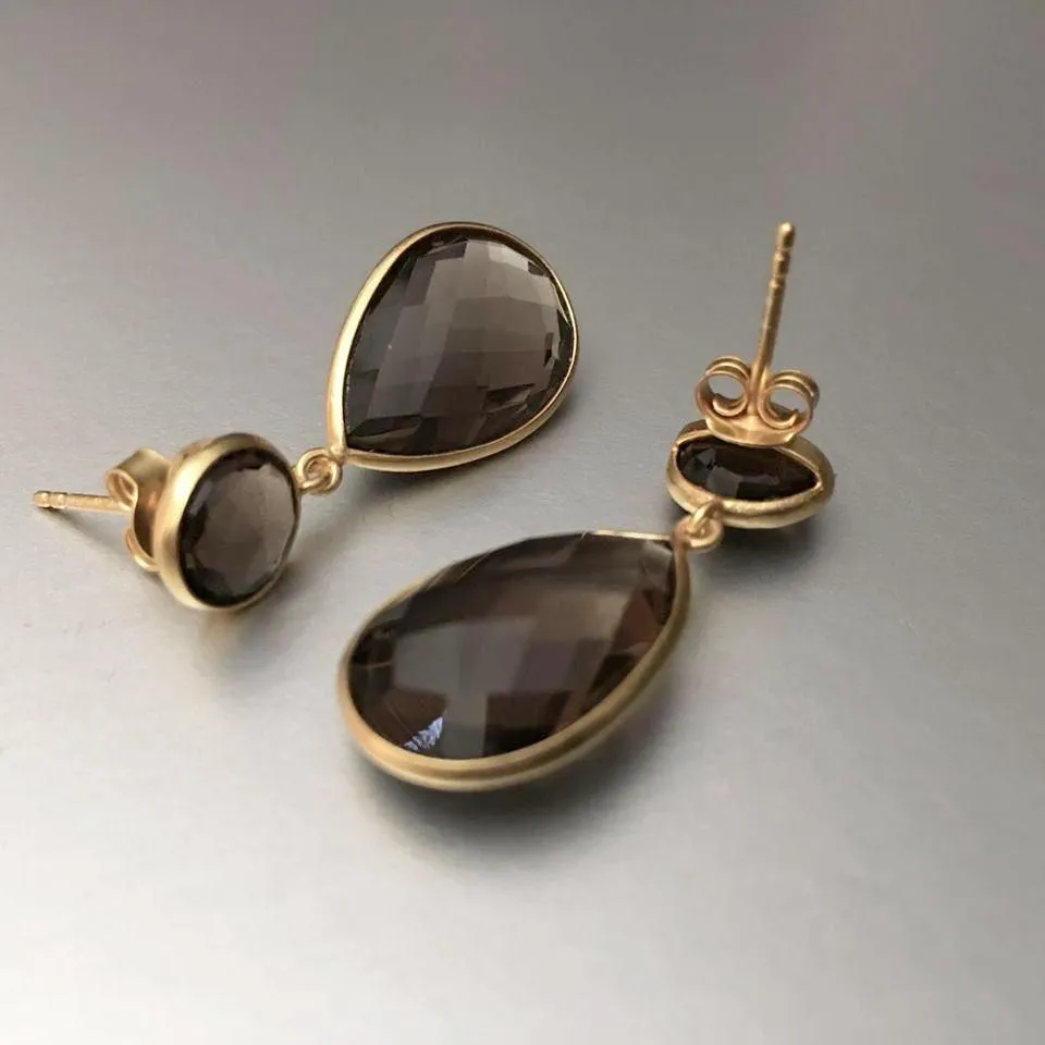 Nimu Earrings With Smoky Quartz