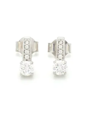 Ornate 0.50 Carat Solitaire Dangle Style Pure Silver Earrings For Women