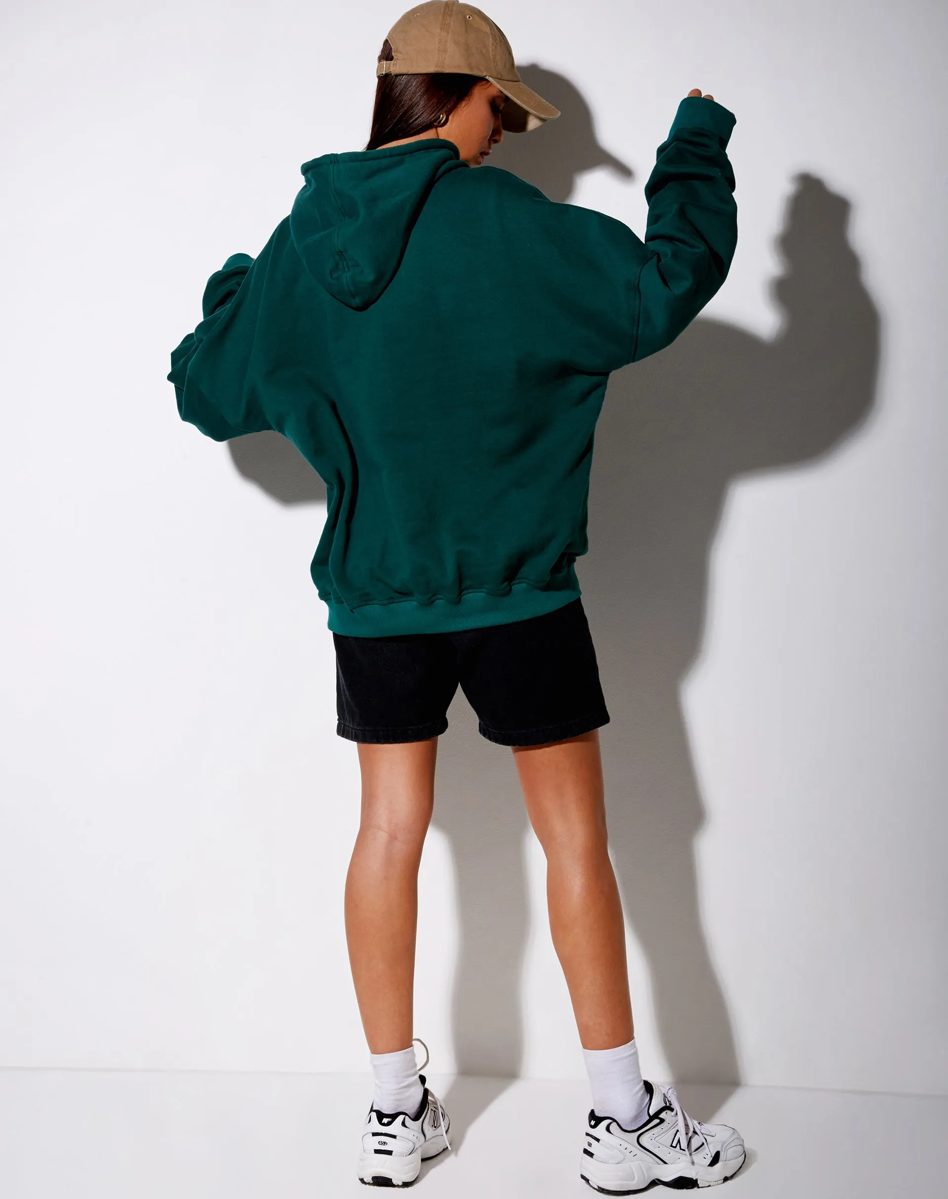 Oversize Hoody in Bottle Green 'Too Many Feelings'