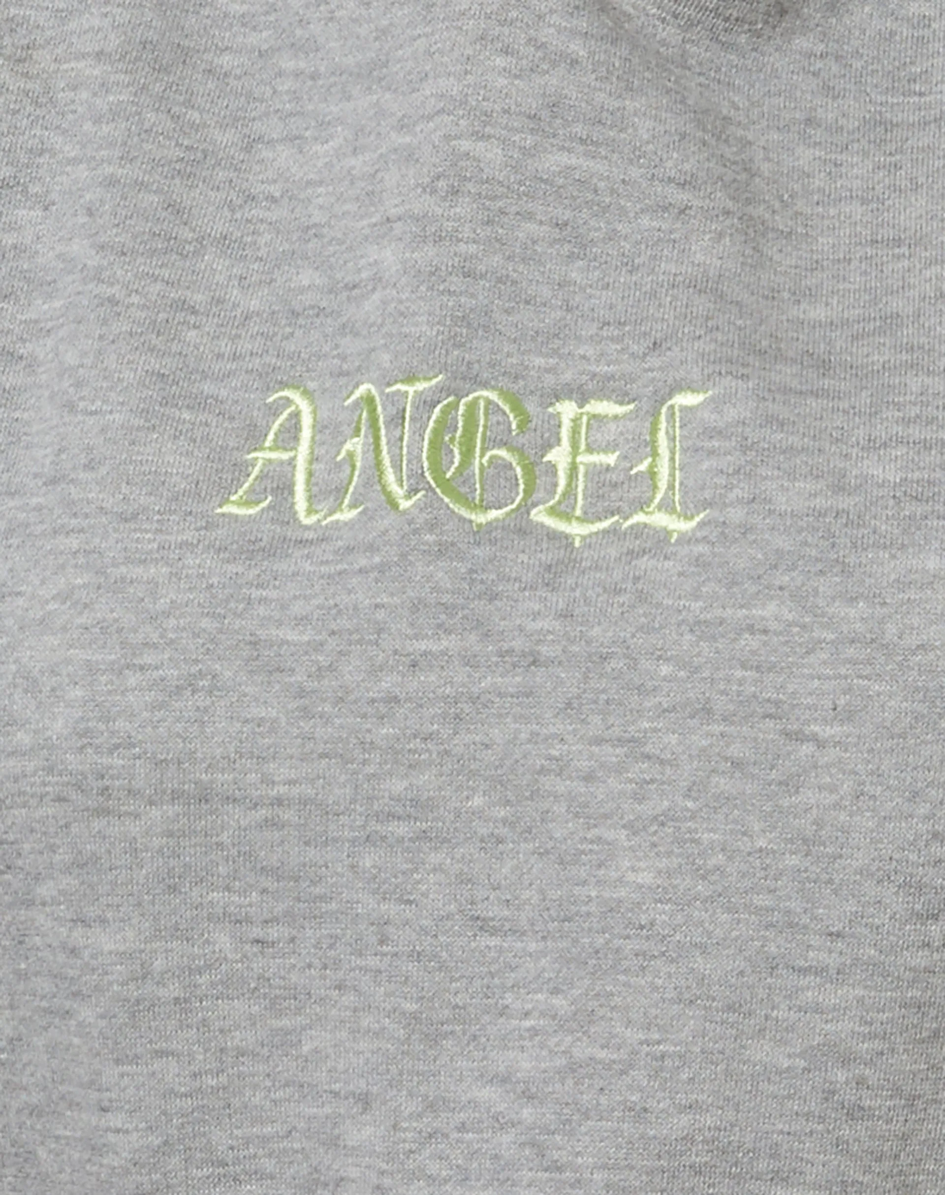 Oversize Hoody in Greymarl with 'Angel' Embro in Lemon