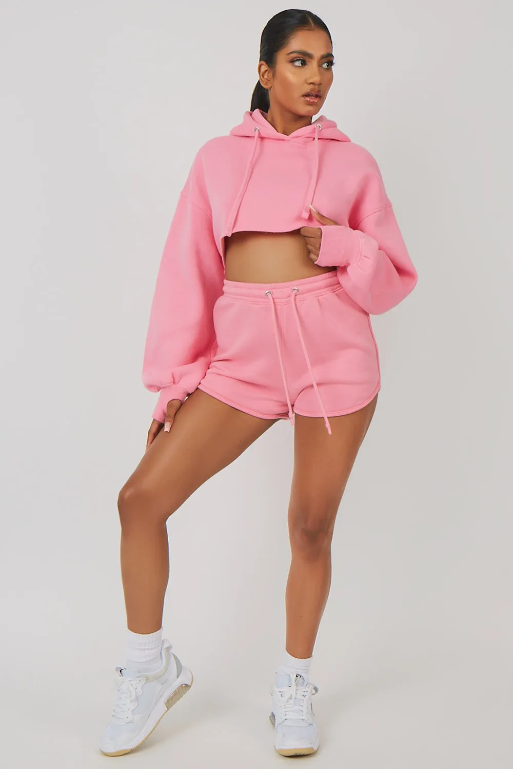 OVERSIZED SUPER CROPPED HOODY PINK