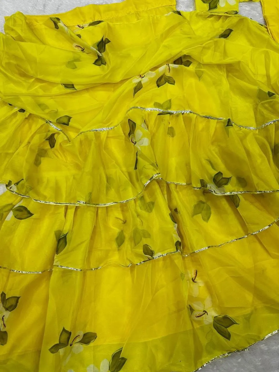 Party wear Floral Women's Lehenga Saree Yellow