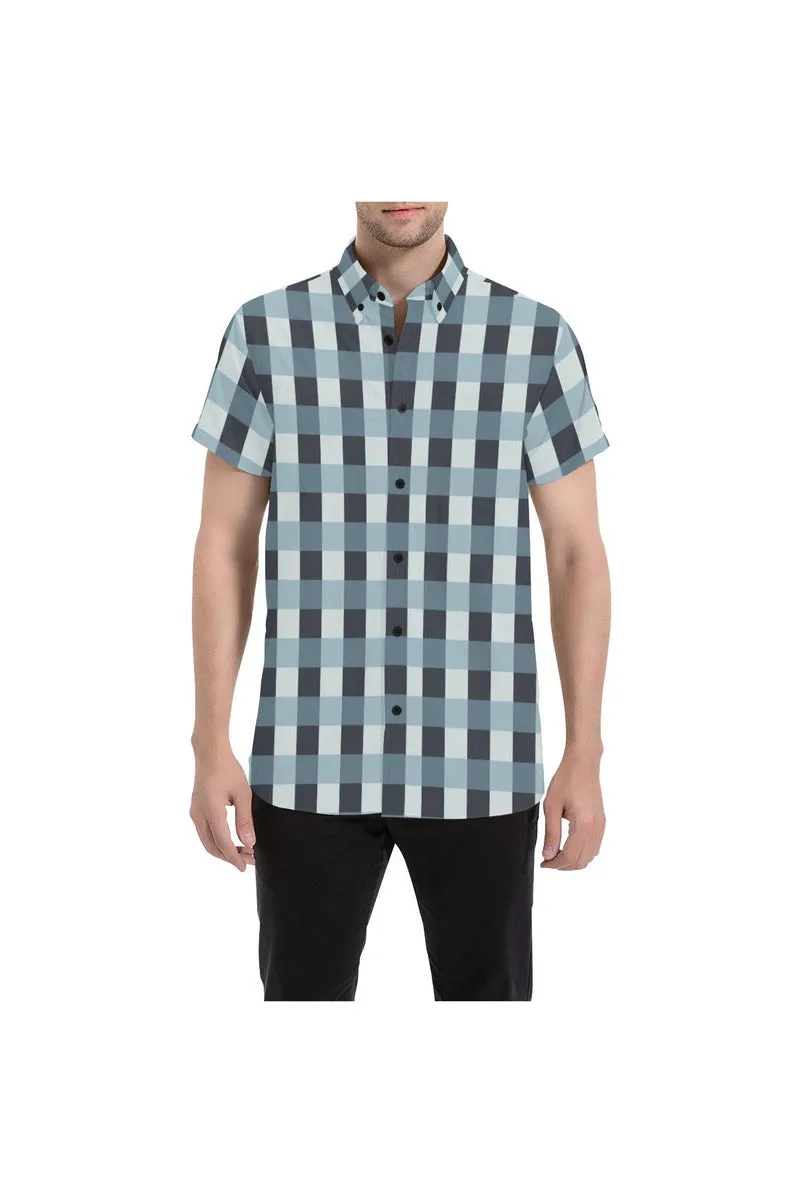 Plaid Large Men's All Over Print Short Sleeve Shirt/Large Size