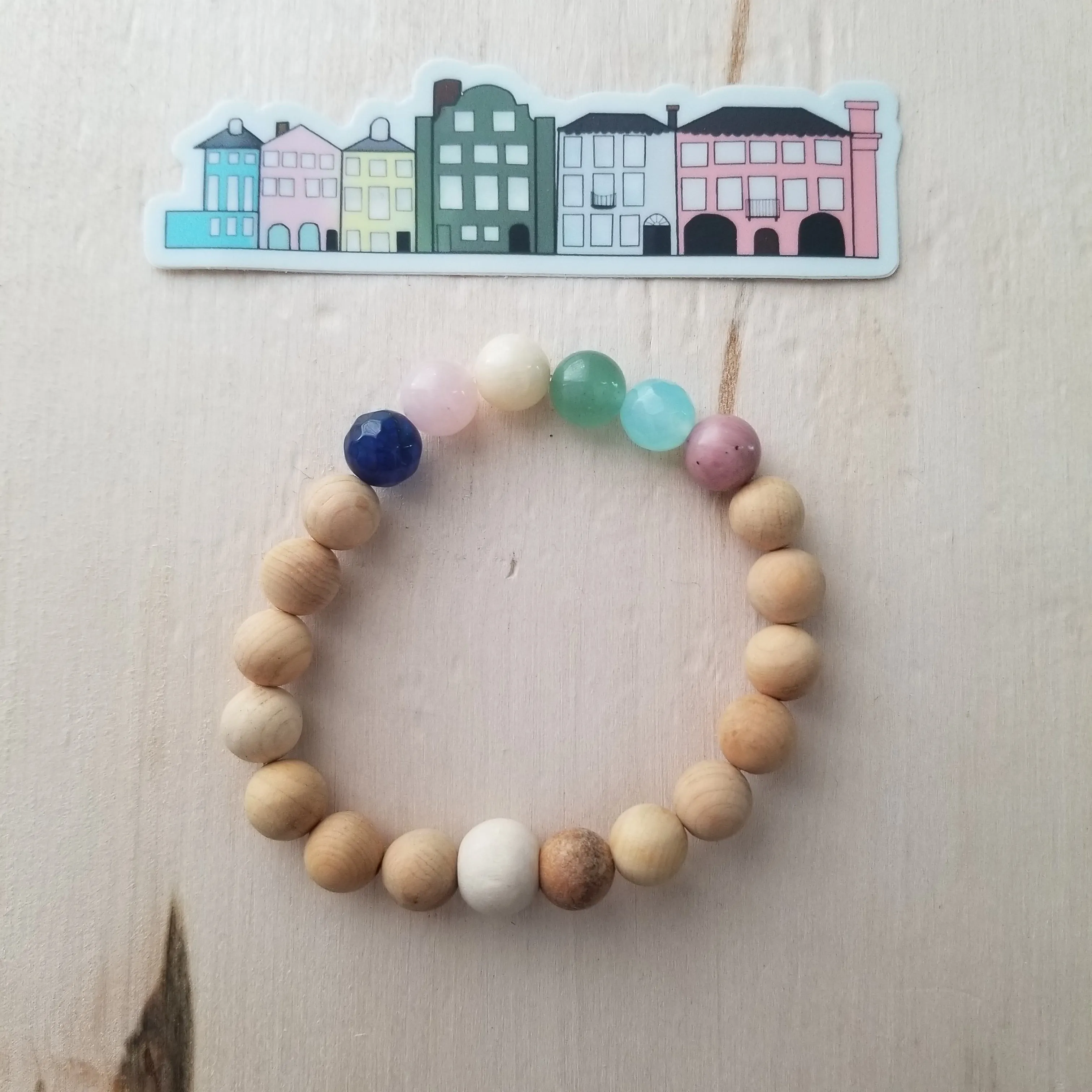 Rainbow Row Gemstone Essential Oil Diffuser Bracelet-- FREE SHIPPING