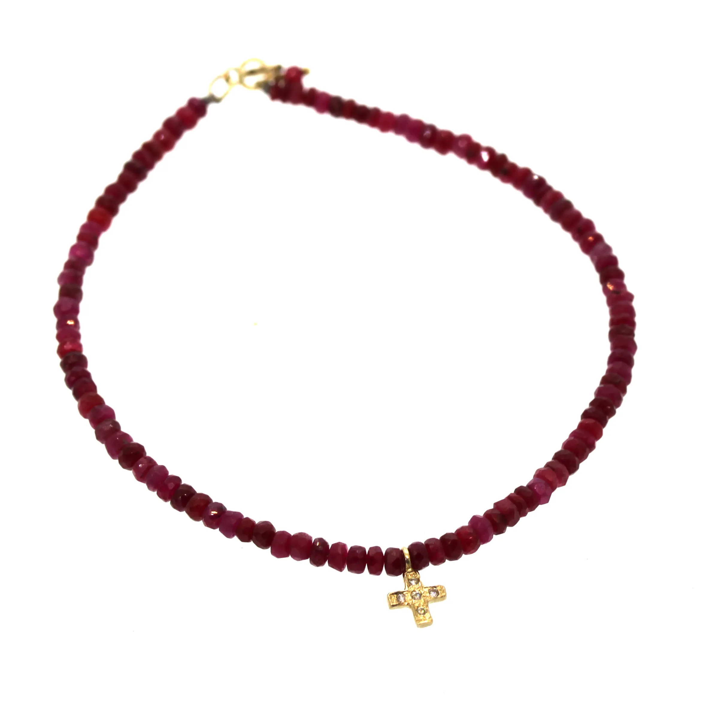 Ruby & Diamond Cross Bracelet