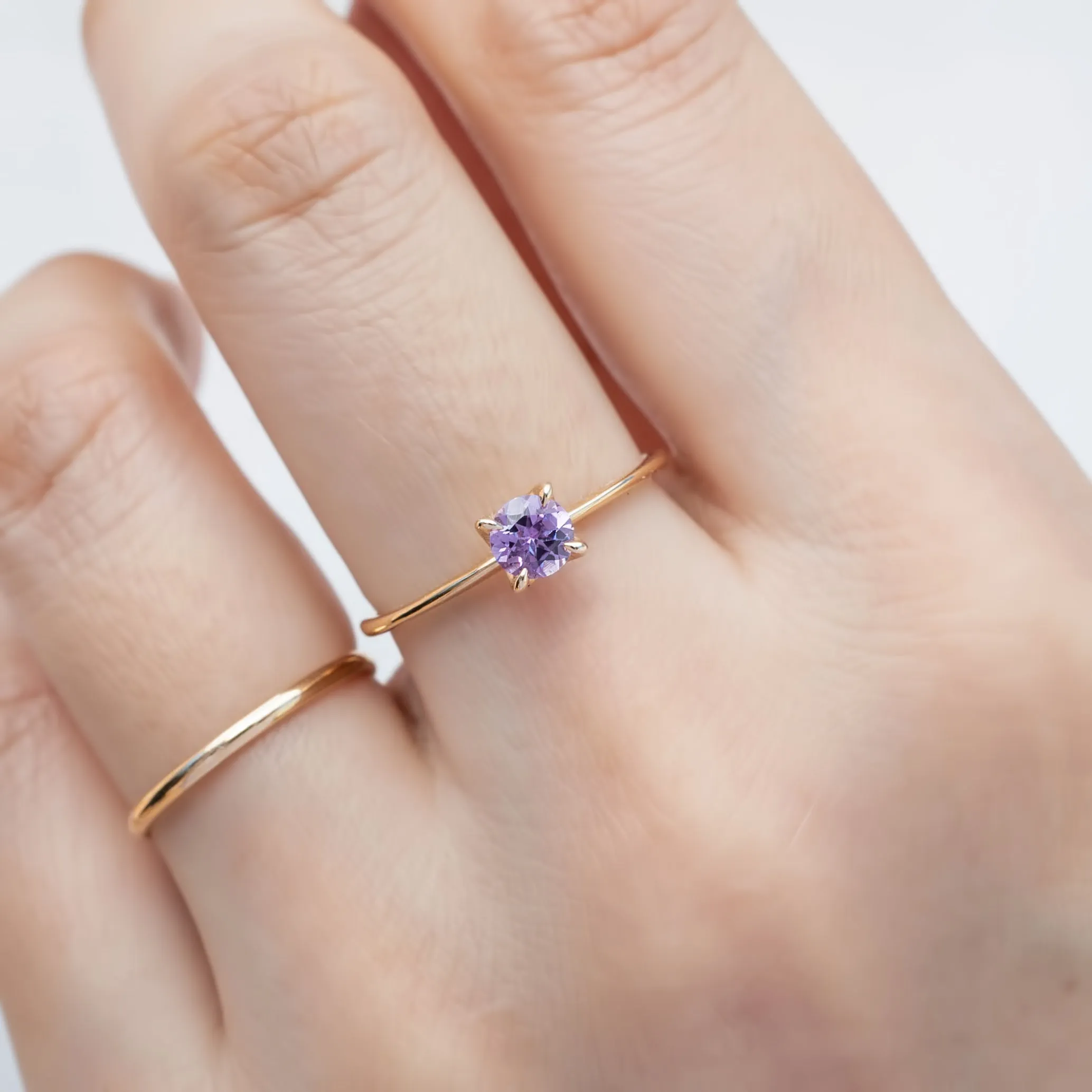 Sara Ring 4.5mm 0.45ct Purple Umba Sapphire 14K Yellow Gold (One of a kind)