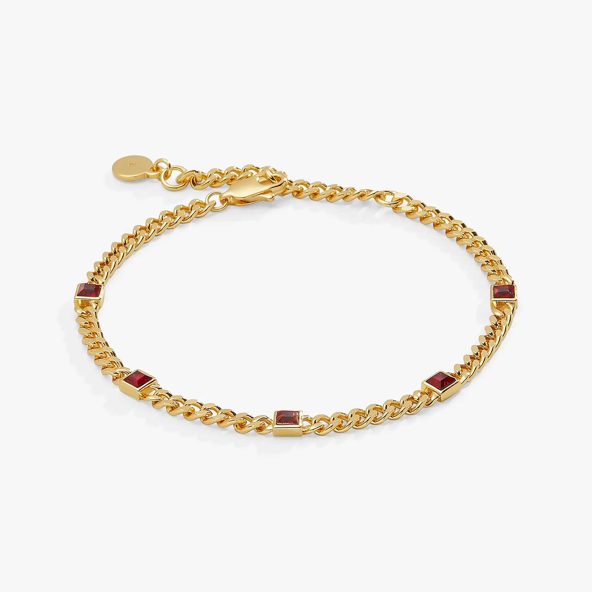 Scarlet Curb Chain Bracelet, January Birthstone