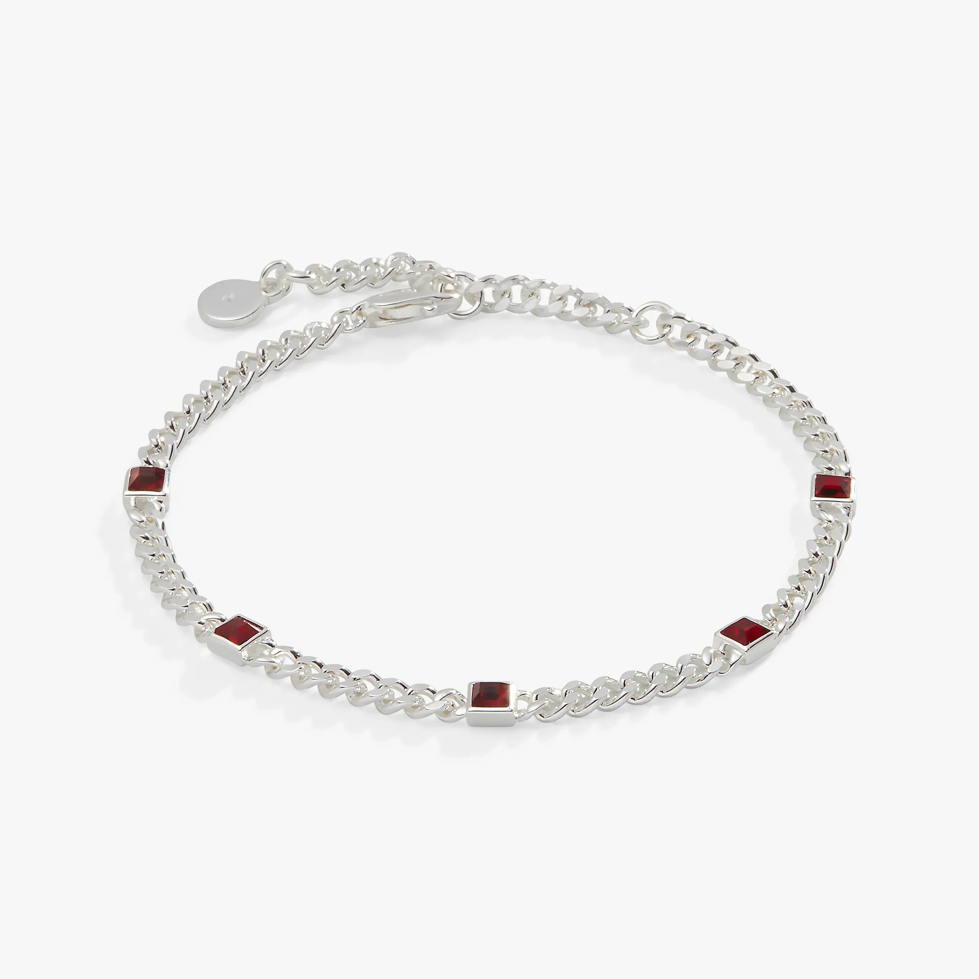 Scarlet Curb Chain Bracelet, January Birthstone