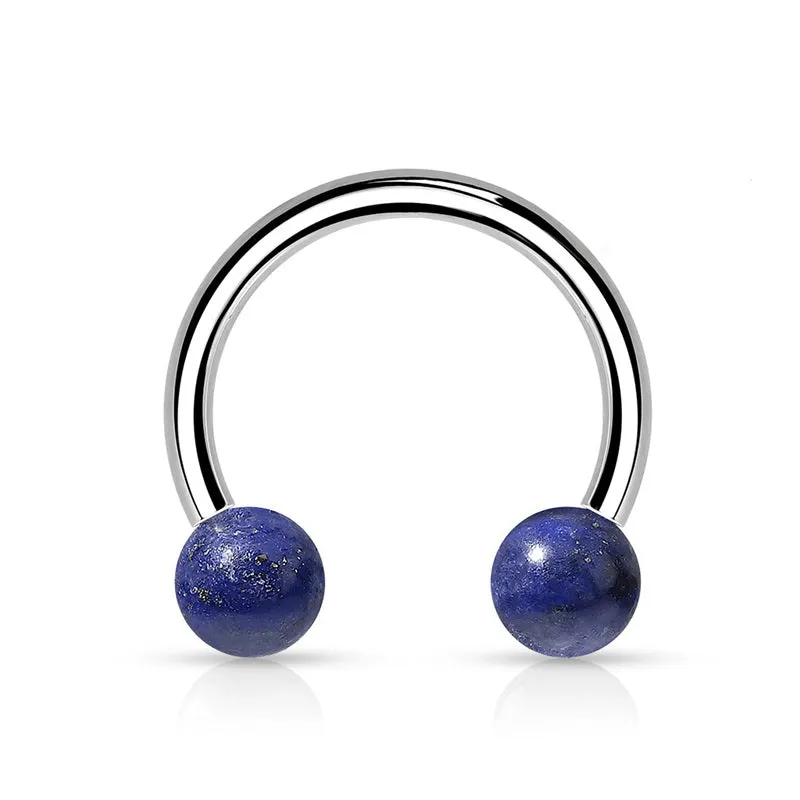 Semi Precious Stone Internally Threaded Horseshoes - Sodalite Blue