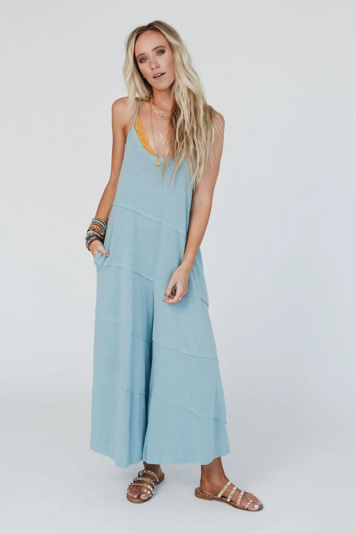 Slant My Way Jumpsuit - Teal