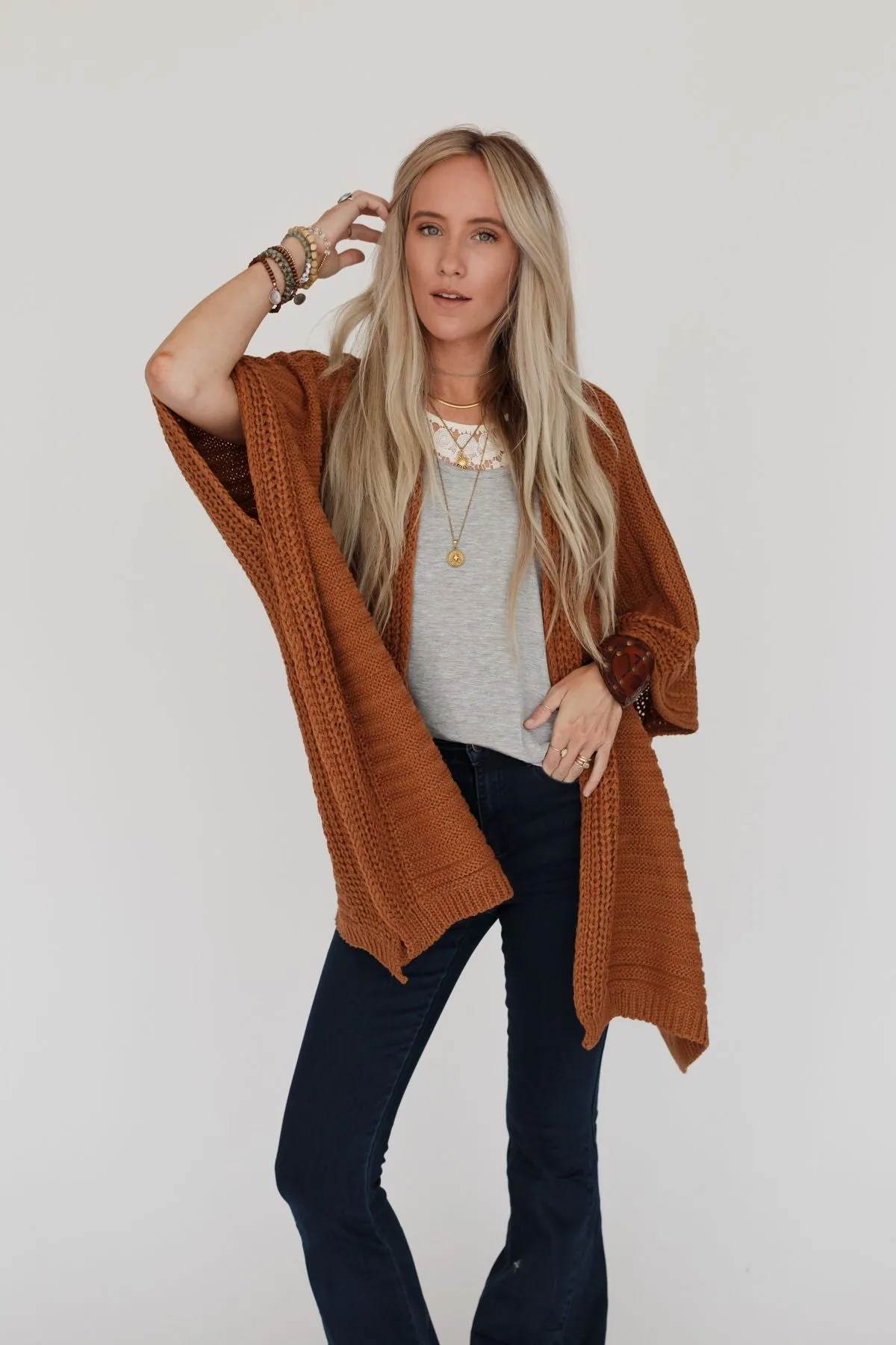 So Deserving Knit Ruana - Camel