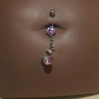 Steel Swirl Drop Navel Belly Button Ring