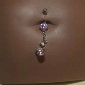 Steel Swirl Drop Navel Belly Button Ring