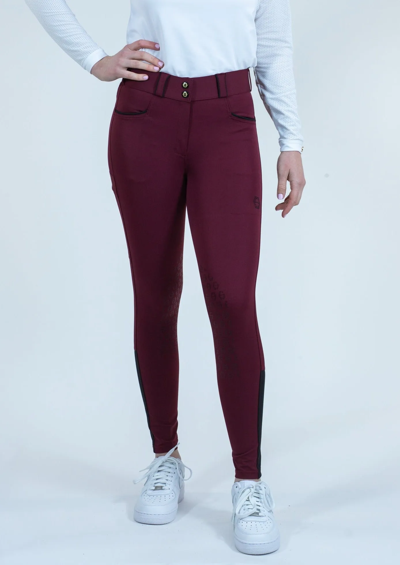 The Logan Breech Knee Patch in Cranberry