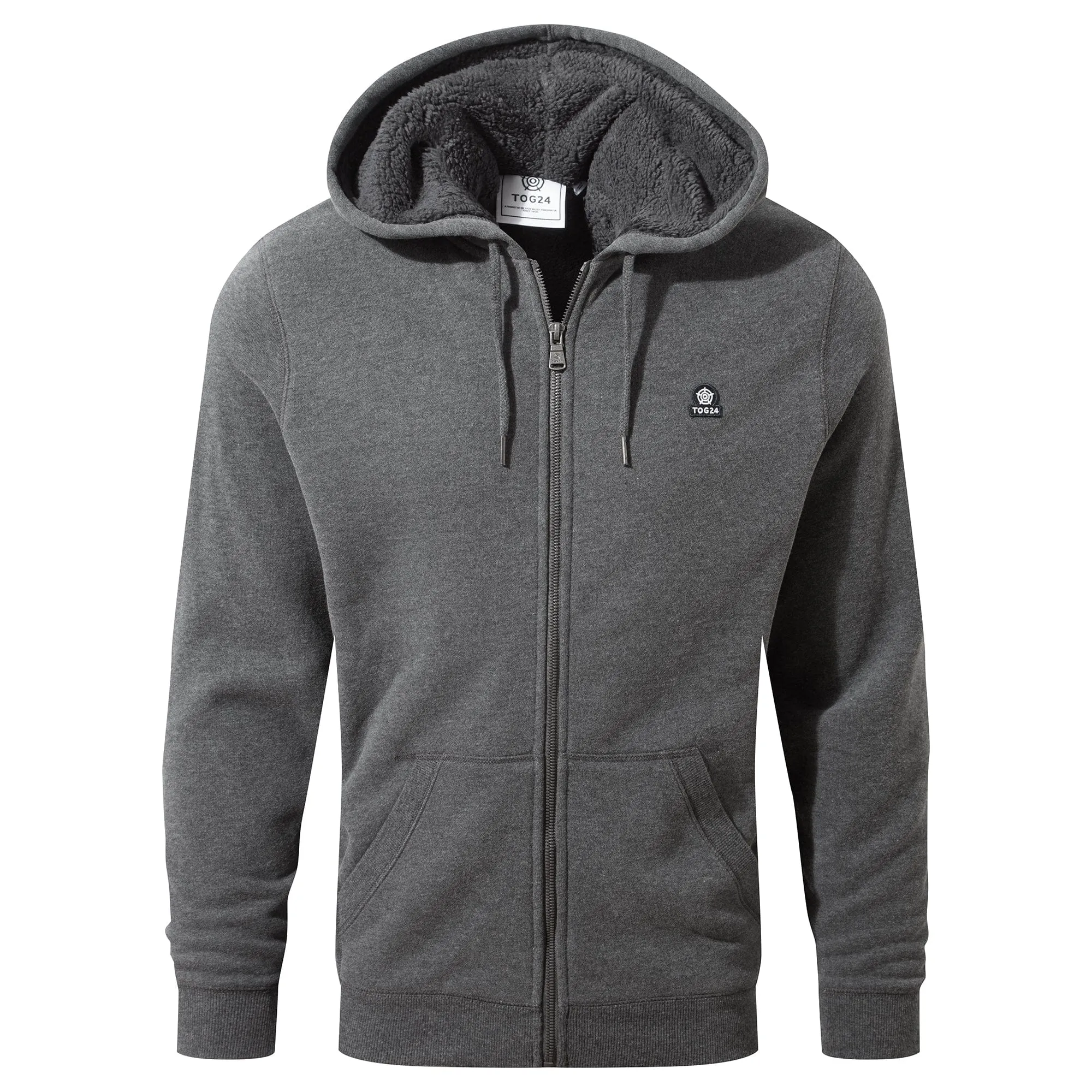 Timble Mens Sherpa Fleece Lined Hoody - Dark Grey Marl