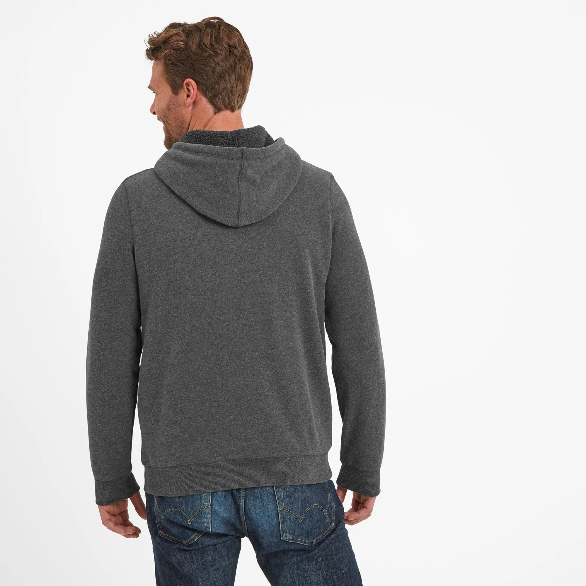 Timble Mens Sherpa Fleece Lined Hoody - Dark Grey Marl