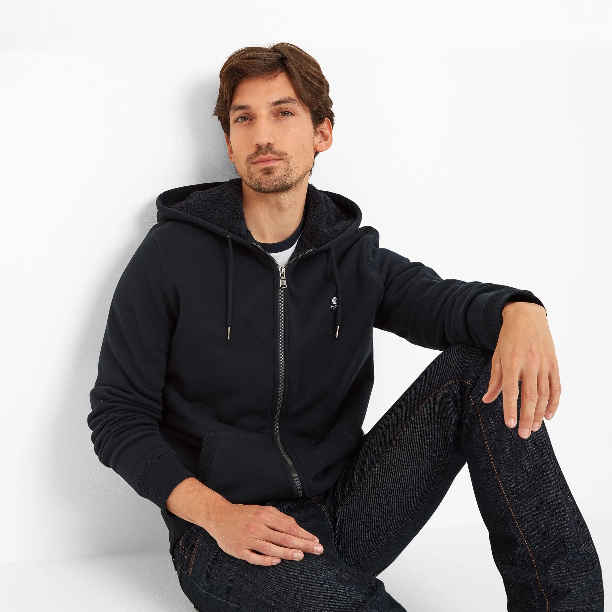 Timble Mens Sherpa Fleece Lined Hoody - Dark Indigo