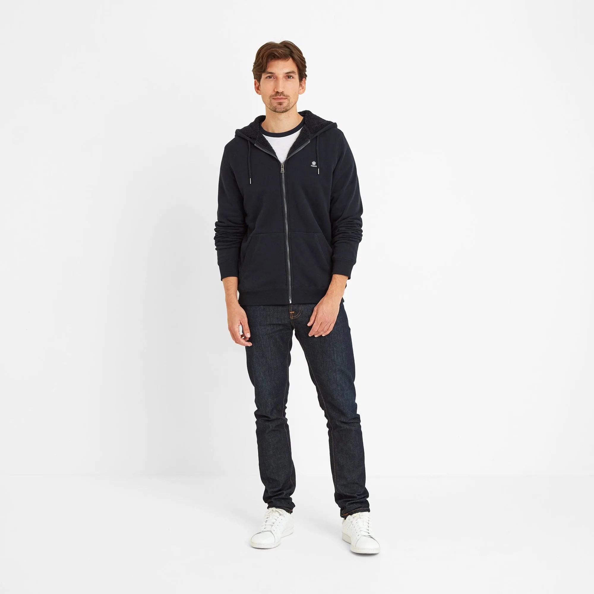 Timble Mens Sherpa Fleece Lined Hoody - Dark Indigo