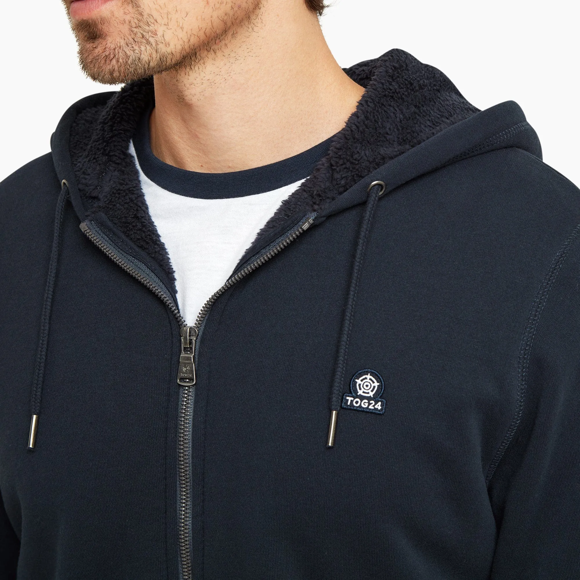 Timble Mens Sherpa Fleece Lined Hoody - Dark Indigo