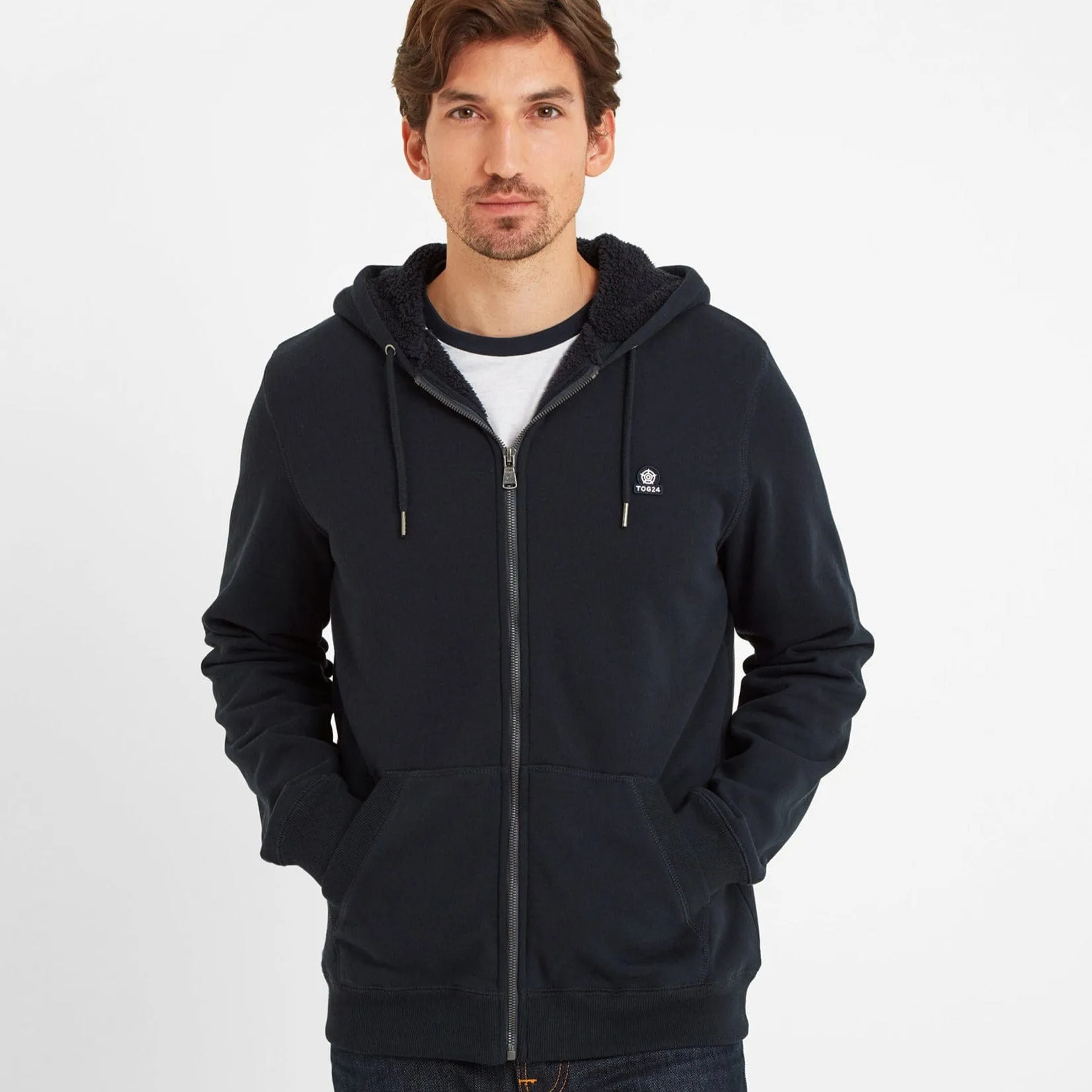 Timble Mens Sherpa Fleece Lined Hoody - Dark Indigo