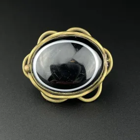 Victorian Gilt Metal Scottish Banded Agate Brooch