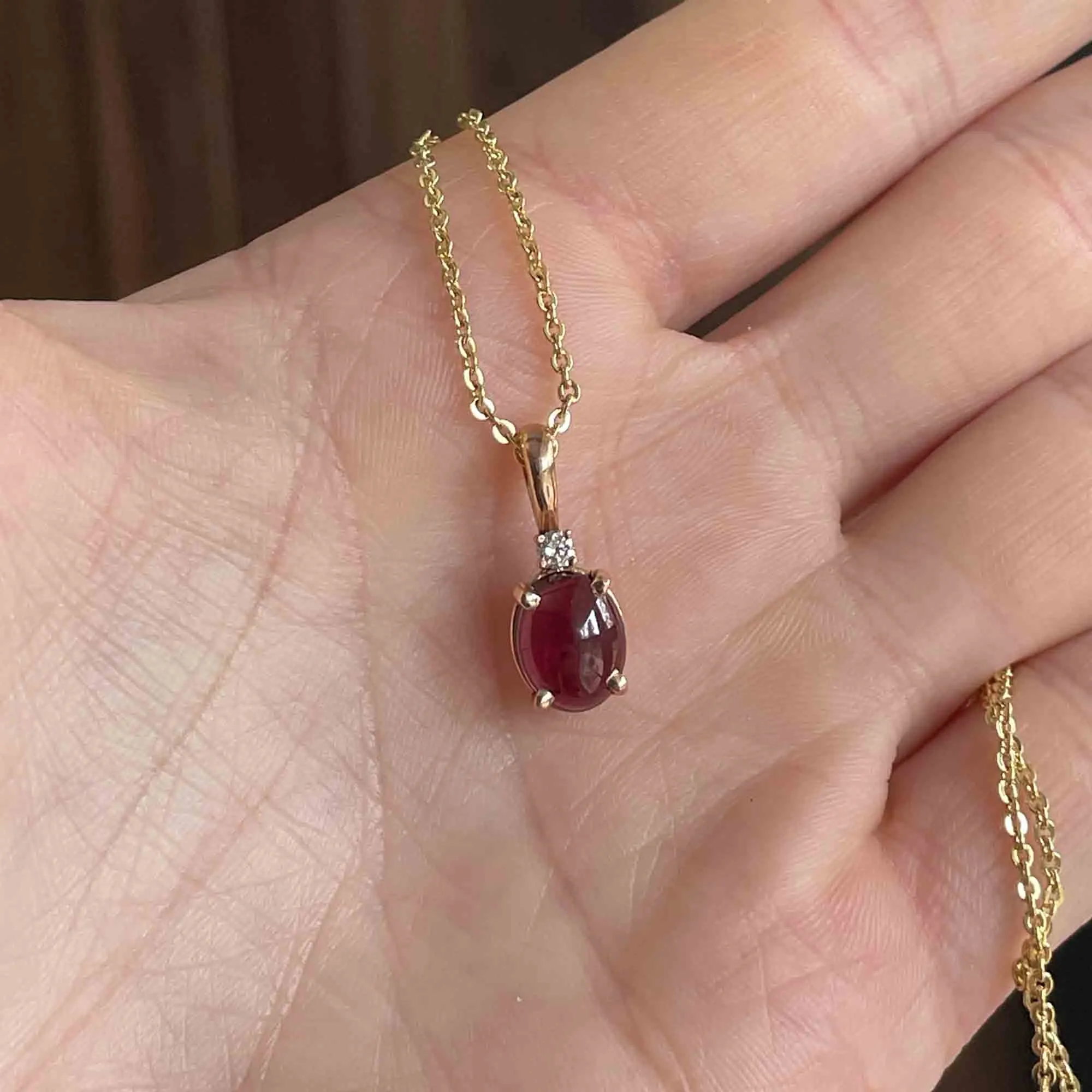 Vintage 14K Rose Gold Diamond Tourmaline Necklace