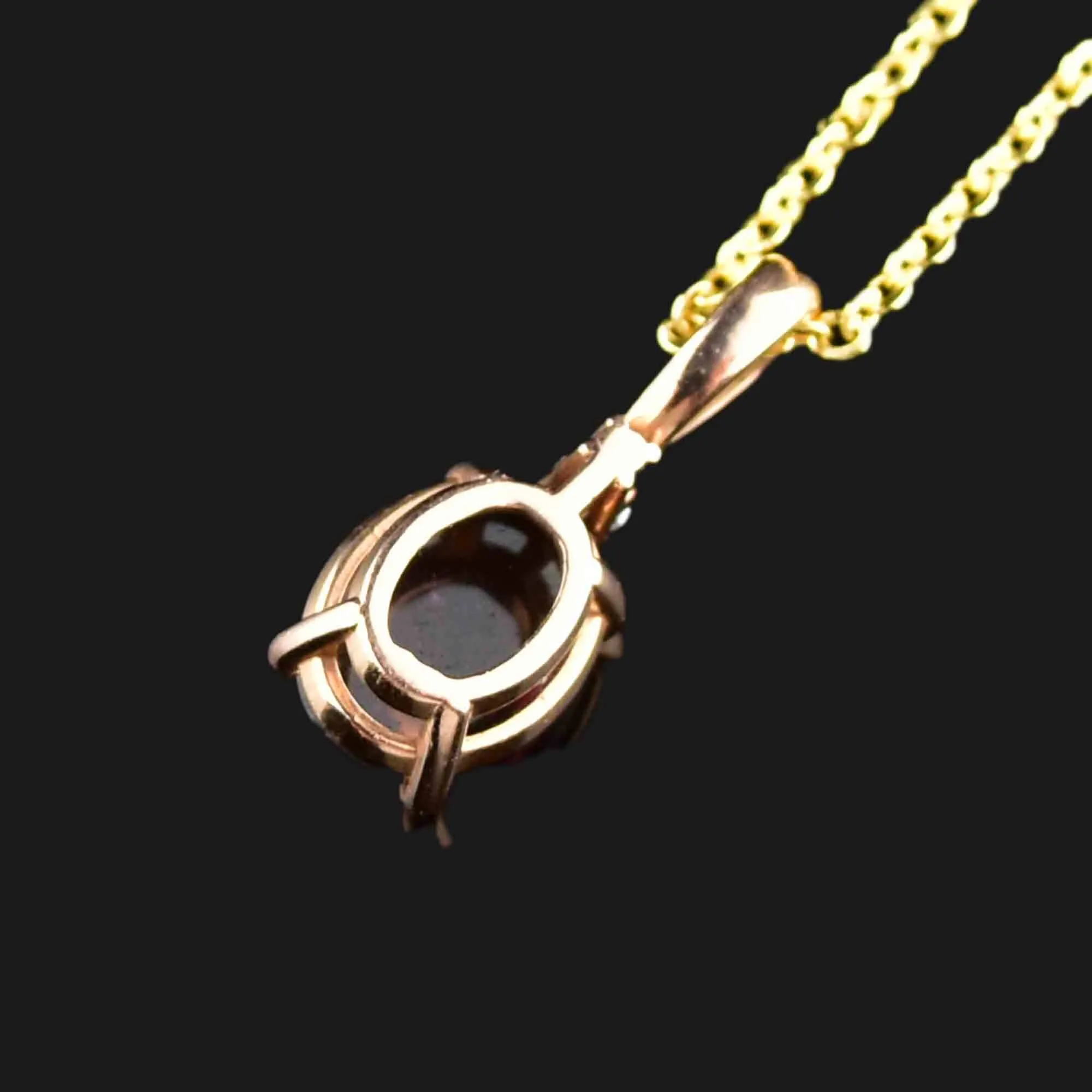 Vintage 14K Rose Gold Diamond Tourmaline Necklace