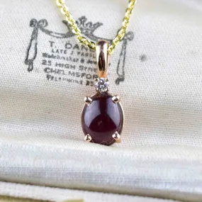 Vintage 14K Rose Gold Diamond Tourmaline Necklace