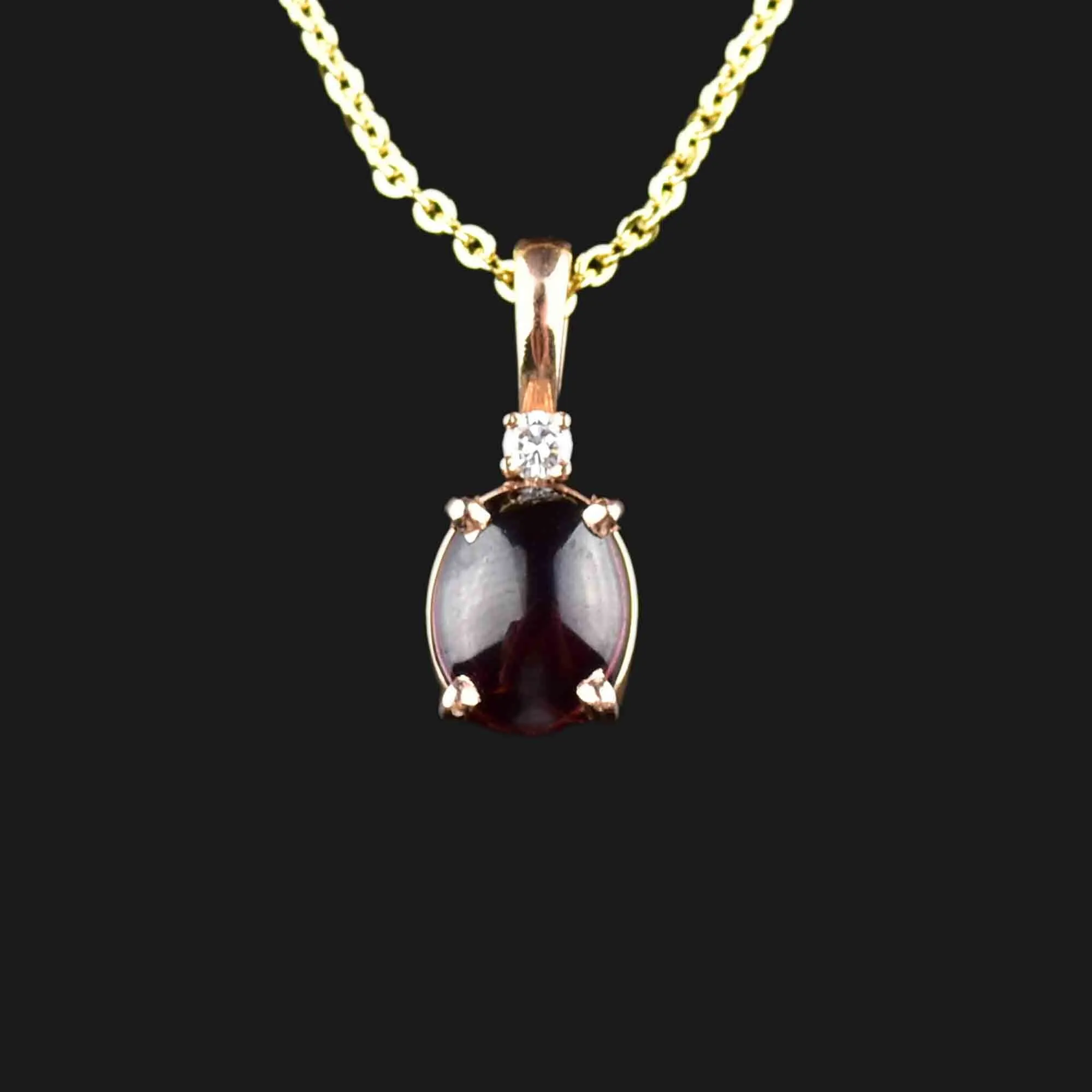 Vintage 14K Rose Gold Diamond Tourmaline Necklace