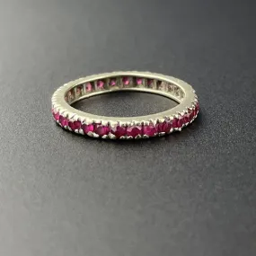 Vintage 14K White Gold Natural Ruby Eternity Ring