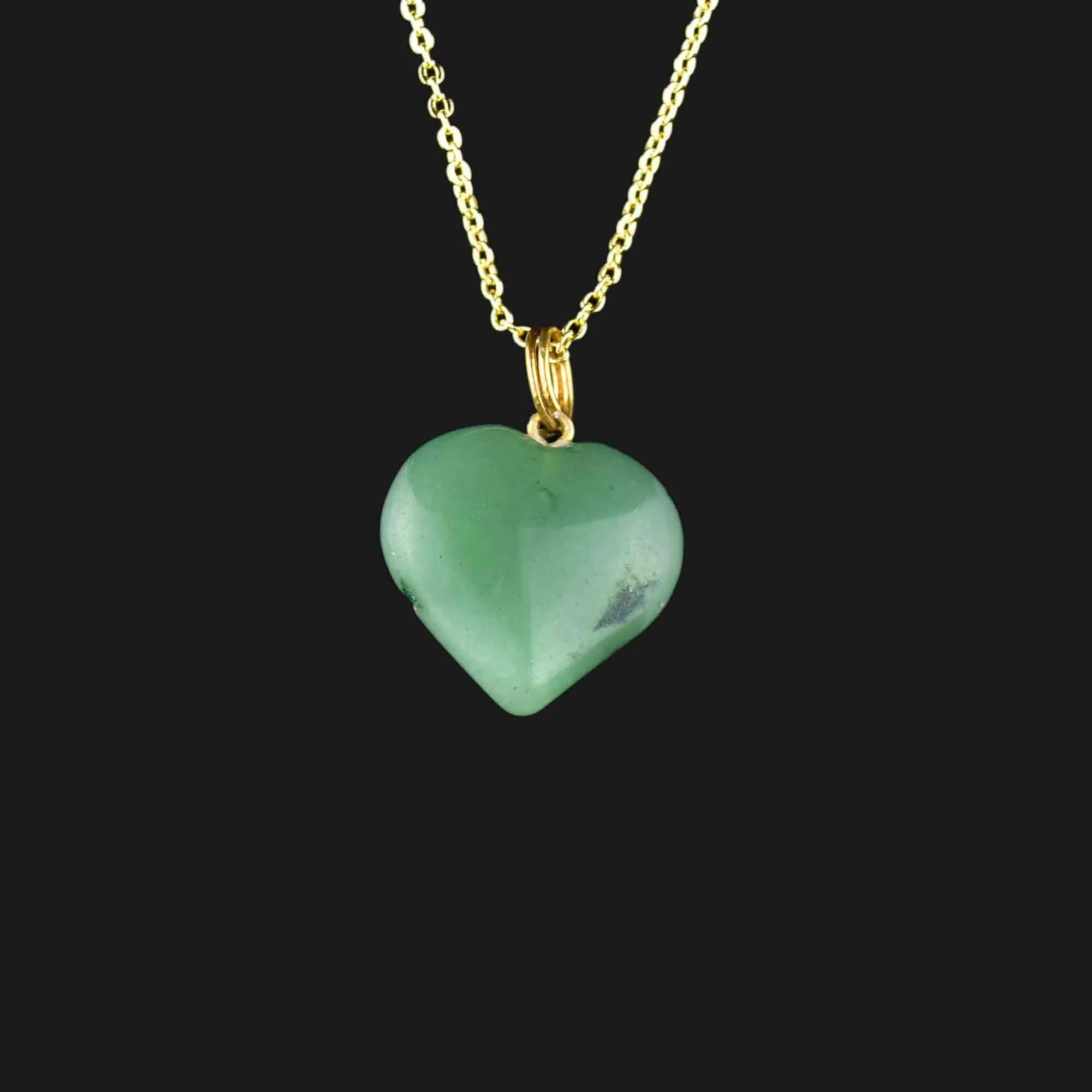 Vintage Bee Aventurine Heart Pendant Necklace