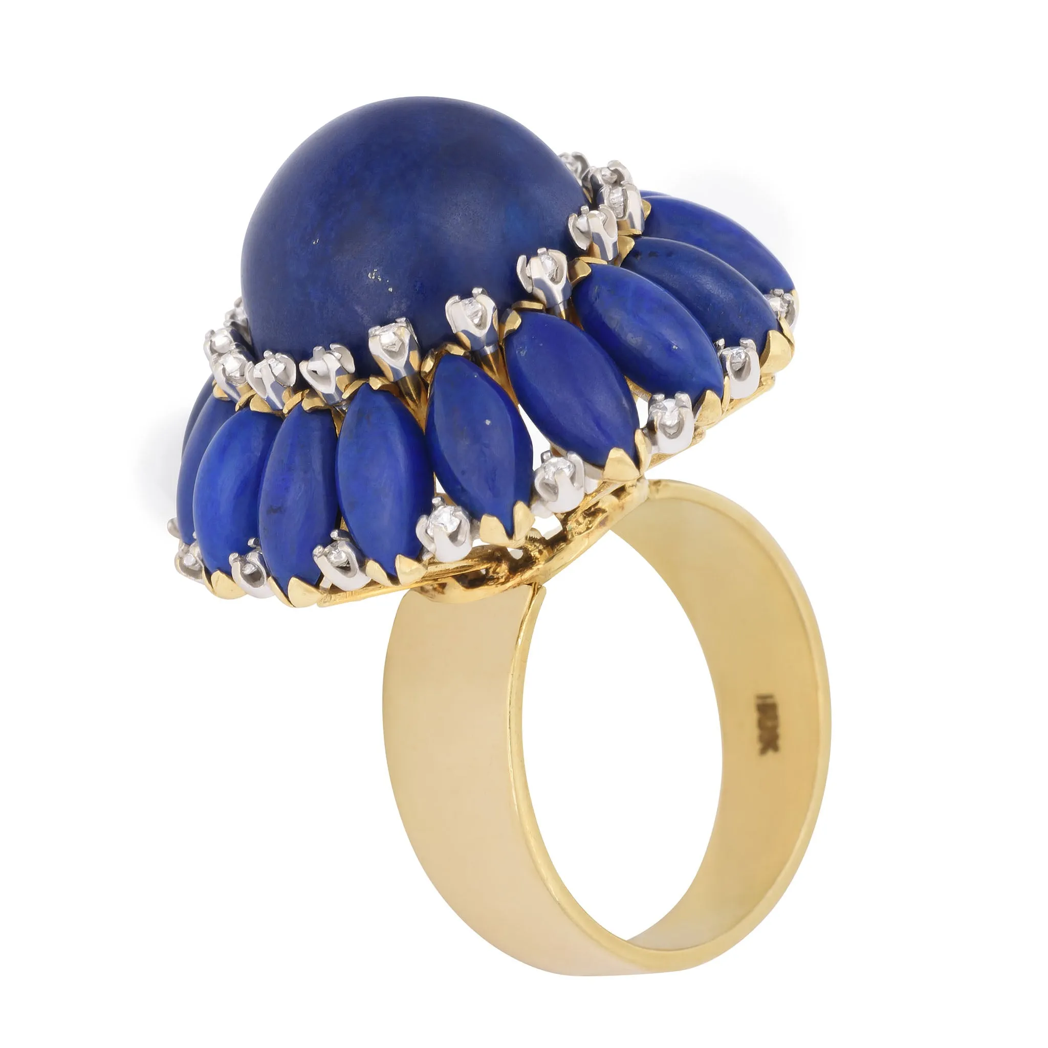 Vintage Lapis Lazuli Domed Cabochon Cocktail Ring