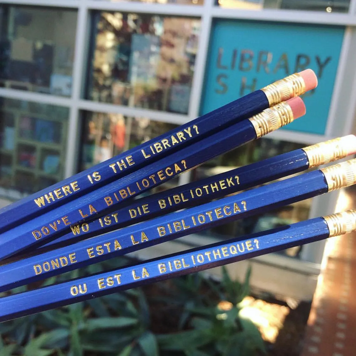 'Where is the Library' Language Pencil Set