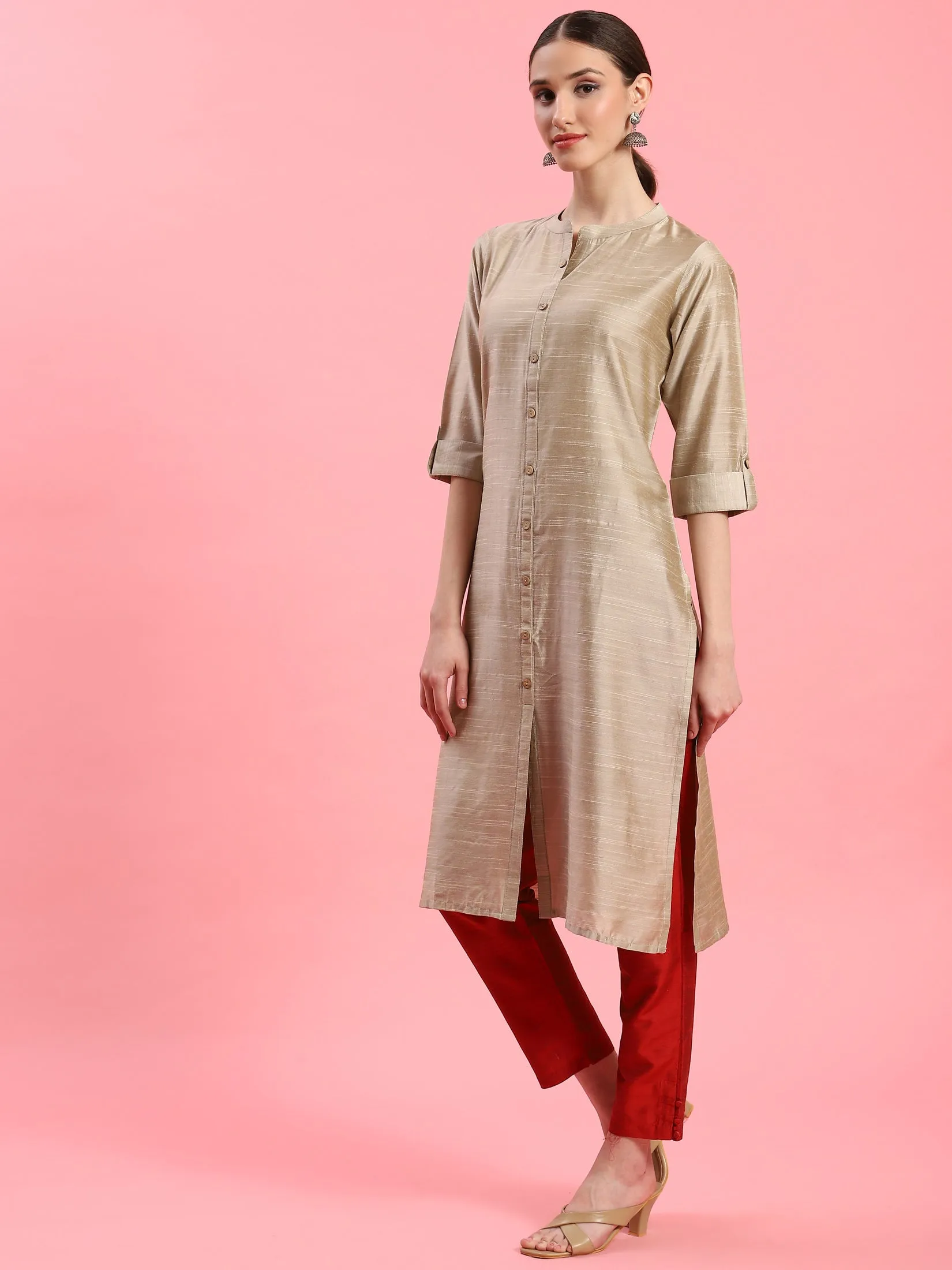 Women Beige Straight Kurta