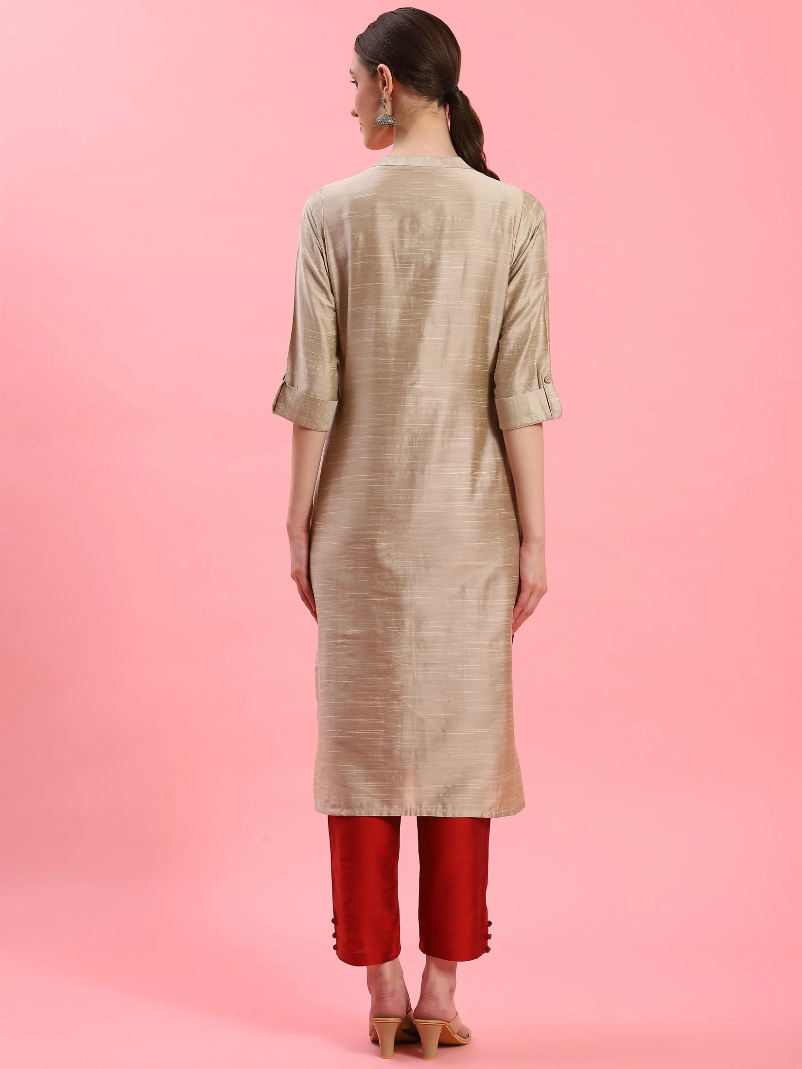 Women Beige Straight Kurta