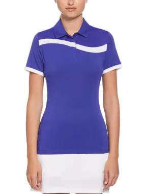 Womens Swing Tech Asymmetrical Color Block Golf Polo