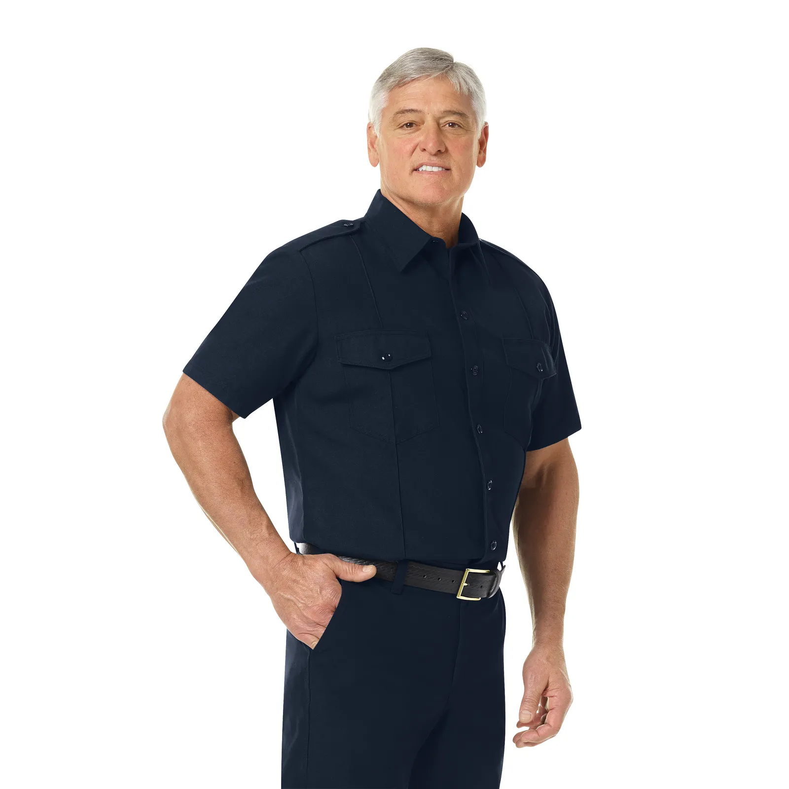 WORKRITE MEN'S CLASSIC SHORT SLEEVE FIRE CHIEF SHIRT - MIDNIGHT NAVY